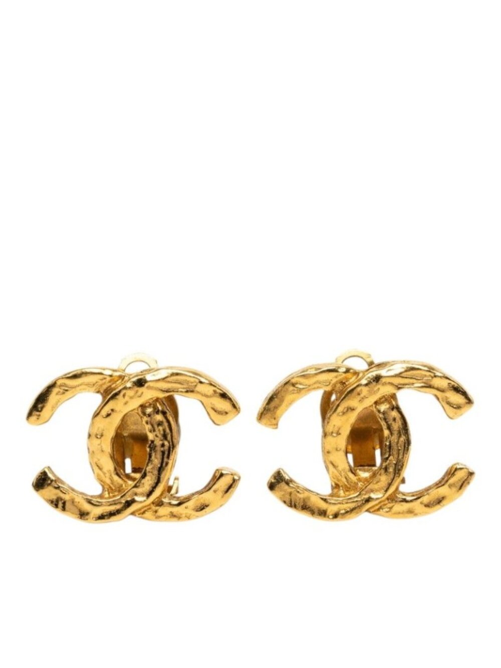 Chanel Vintage CC Logo Earrings Gold Plated